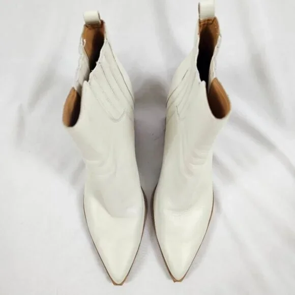 Marc Fisher Matter Boots In White Leather - Size 11 - Picture 2 of 9